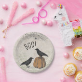 Assiettes En Carton Halloween Elegant Crow (Fête)