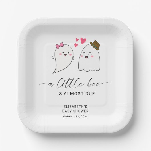 Assiettes En Carton Halloween Fall Little Boo Baby shower QR Code (Recto)