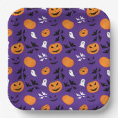 Assiettes En Carton Halloween fantômes citrouille chauves-souris amusa (Recto)