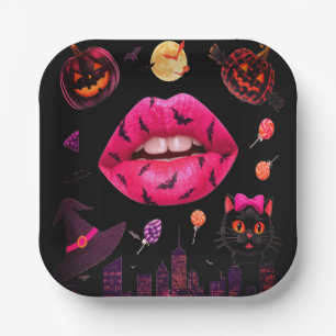Assiettes En Carton Halloween féminin rose
