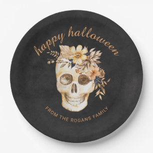 Assiettes En Carton Halloween floral rustique