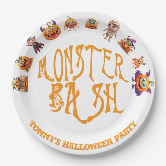 Assiettes En Carton Halloween Fun Monster Bash (Devant)