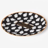 Assiettes En Carton Halloween Ghost Monogramme Éffrayant noir blanc am (Angle)