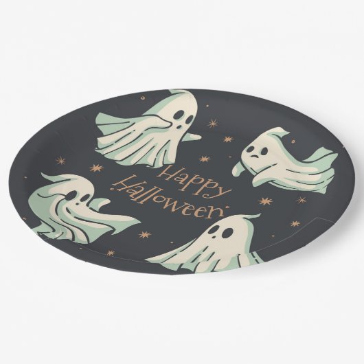 Assiettes En Carton Halloween Ghost Spooktacular Happy Halloween (Angle)