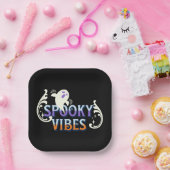 Assiettes En Carton Halloween Ghost Vibes Éffrayant Typographie Lettra (Fête)