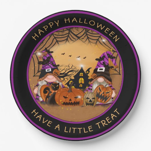 Assiettes En Carton Halloween Gnones Citrouille Spiderweb Haunted Hous (Devant)