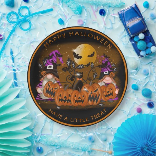 Assiettes En Carton Halloween Gnones Citrouilles effrayants chauves-so (Fête)