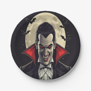 Assiettes En Carton Halloween gothique Dracula rouge