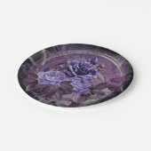 Assiettes En Carton Halloween gothique violet Roses (Angle)