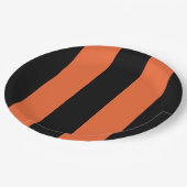 Assiettes En Carton Halloween Gras Orange & Black Stripes Géométriques (Angle)
