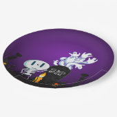 Assiettes En Carton Halloween Graveyard Éffrayant Cute Skeleton & Ghos (Angle)