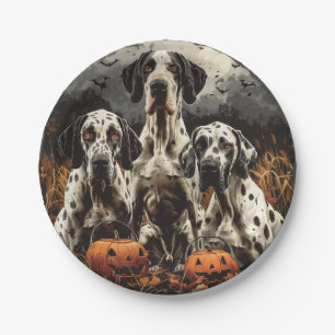 Assiettes En Carton Halloween Great Dane Dogs Jack-o'-lantern