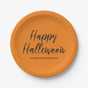 Assiettes En Carton Halloween Happy moderne Parties scintillant noire
