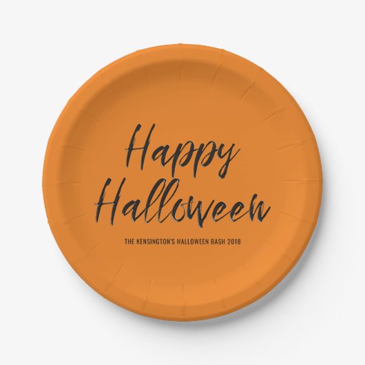 Assiettes En Carton Halloween Happy moderne Parties scintillant noire  (Devant)