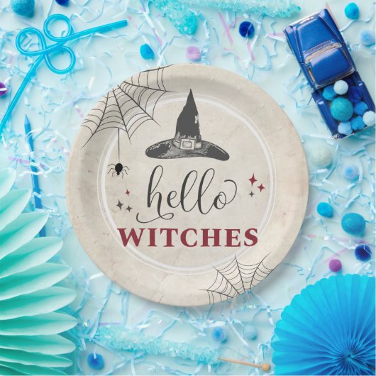 Assiettes En Carton Halloween Hello Witches Funny Bachelorette Party (Fête)