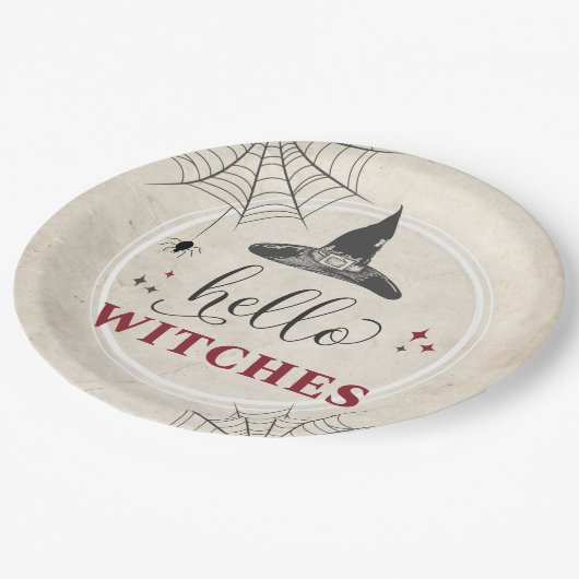 Assiettes En Carton Halloween Hello Witches Funny Bachelorette Party (Angle)