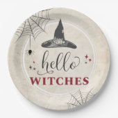 Assiettes En Carton Halloween Hello Witches Funny Bachelorette Party (Devant)