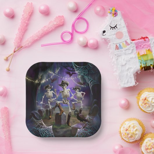 Assiettes En Carton Halloween Hoedown Throwdown, Dancing Skeleton (Fête)