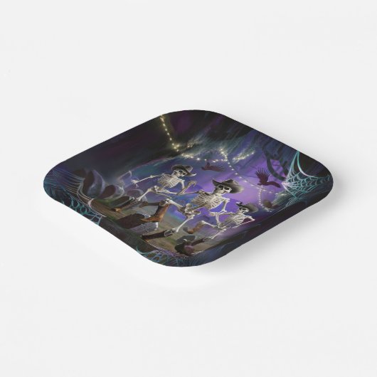 Assiettes En Carton Halloween Hoedown Throwdown, Dancing Skeleton (Angulaire)