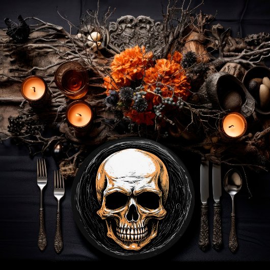Assiettes En Carton Halloween illustrée par Skullington