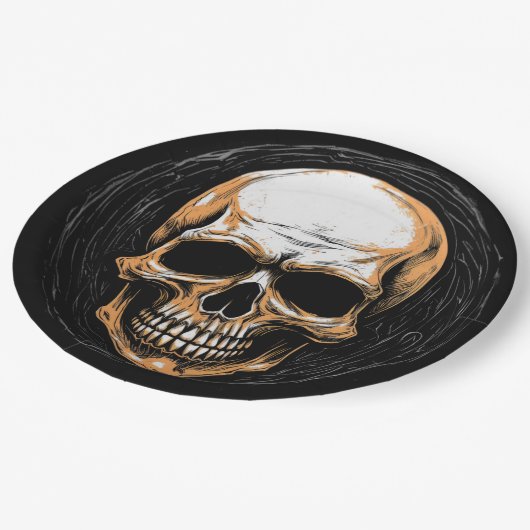 Assiettes En Carton Halloween illustrée par Skullington (Angle)