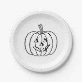 Assiettes En Carton Halloween Jack-o'-lantern noir blanc éffrayant (Devant)