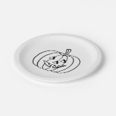 Assiettes En Carton Halloween Jack-o'-lantern noir blanc éffrayant (Angle)
