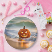 Assiettes En Carton Halloween Jack-o-Lantern Sur La Plage (Fête)