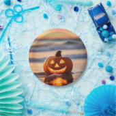 Assiettes En Carton Halloween Jack-o-Lantern Sur La Plage (Fête)