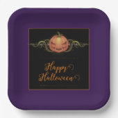 Assiettes En Carton Halloween Jack-o-lanterne effrayant | Violet (Recto)