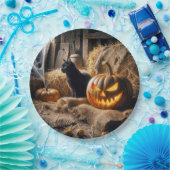Assiettes En Carton Halloween Jack-o-lanterne et chat en grange (Fête)