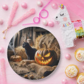 Assiettes En Carton Halloween Jack-o-lanterne et chat en grange (Fête)