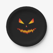 Assiettes En Carton Halloween Jack O'Lantern visage cool effrayant mal (Devant)