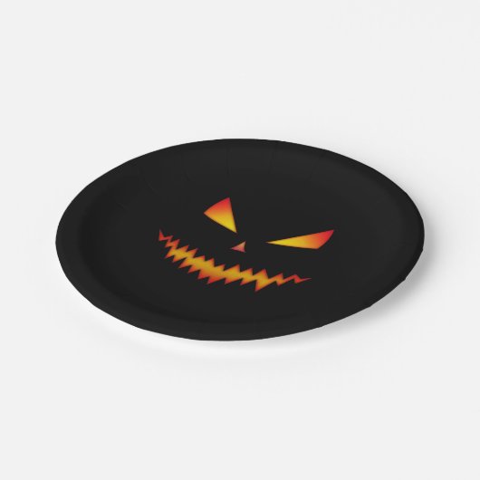 Assiettes En Carton Halloween Jack O'Lantern visage cool effrayant mal (Angle)