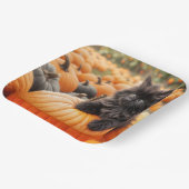 Assiettes En Carton Halloween Kitten noir sur un Citrouille (Angulaire)