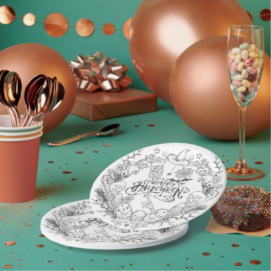 Assiettes En Carton Halloween lunaire (Multi)