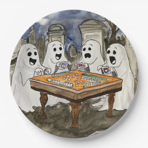 Assiettes En Carton Halloween Mahjong Ghosts