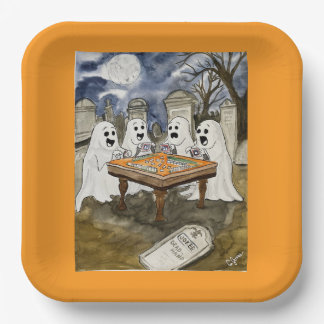 Assiettes En Carton Halloween Mahjong Ghosts