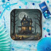 Assiettes En Carton Halloween Maison hantée avec Jack-o-lanterns (Fête)