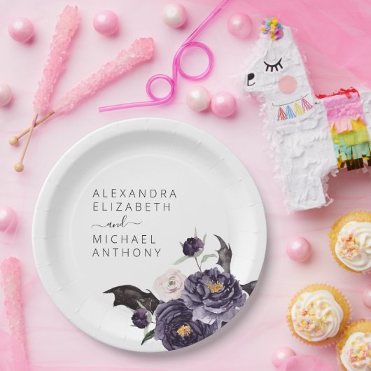 Assiettes En Carton Halloween Mariage Automne automne foncé pourpre (Fête)