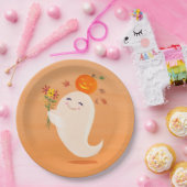 Assiettes En Carton Halloween mignon fantôme et fleurs (Fête)