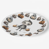 Assiettes En Carton Halloween mignon Ghoul et Citrouille (Angle)