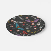 Assiettes En Carton Halloween moderne Icônes Crâne Bat Eyeballs (Angle)