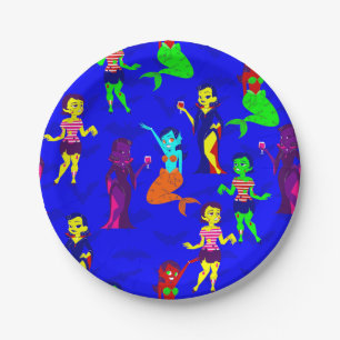 Assiettes En Carton halloween monster mermaid vampire zombie filles