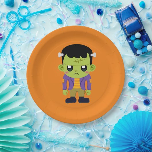 Assiettes En Carton Halloween monstre Frankenstein Green (Fête)