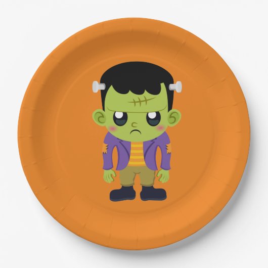 Assiettes En Carton Halloween monstre Frankenstein Green (Devant)