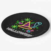 Assiettes En Carton Halloween Neon Look Casquette Ghost Web Party 9" (Angle)