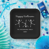 Assiettes En Carton Halloween noir et blanc dessin main squelette heur (Fête)