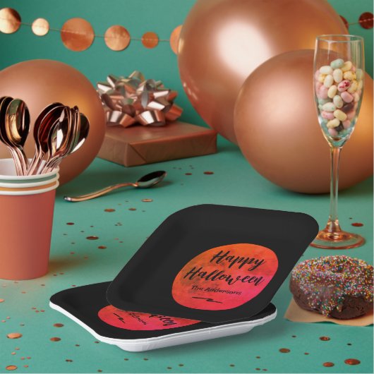 Assiettes En Carton Halloween noir et orange effrayant Pleine lune Hap (Multi)