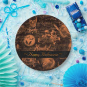 Assiettes En Carton Halloween noir et orange hanté (Fête)
